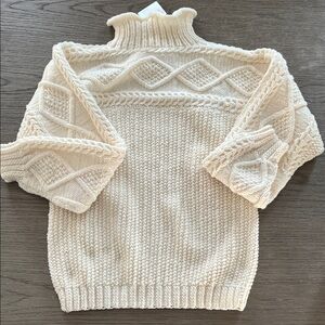 Vintage handmade Cream Cable Knit Turtleneck Sweater